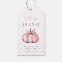 Etiqueta Para Presente Cute Pink Pumpkin Baby Girl 1st Birthday