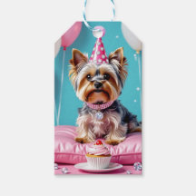 Cute Pink Yorkie Aniversário Para e De