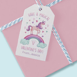 Etiqueta Para Presente Cute Rainbow Unicorn Valentine's Day Gift Tag