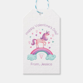 Etiqueta Para Presente Cute Rainbow Unicorn Valentine's Day Gift Tag