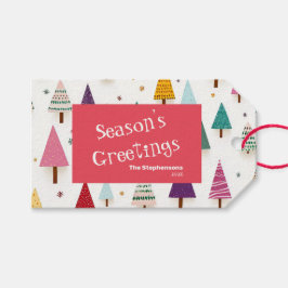 Etiqueta Para Presente Cute Retro Christmas Trees Gift Tags