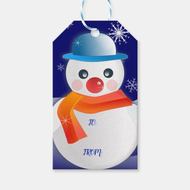 Etiqueta Para Presente Cute Snowman (Frente)