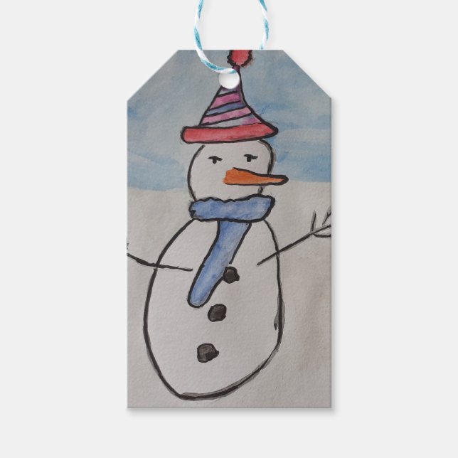 Etiqueta Para Presente Cute Snowman (Frente)