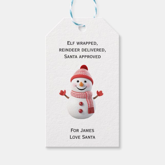 Etiqueta Para Presente Cute Snowman (Frente)