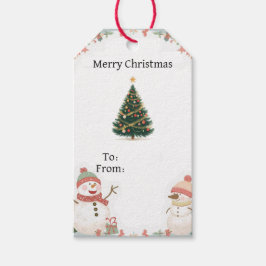 Etiqueta Para Presente Cute Snowman Christmas Gift Tag With Tree