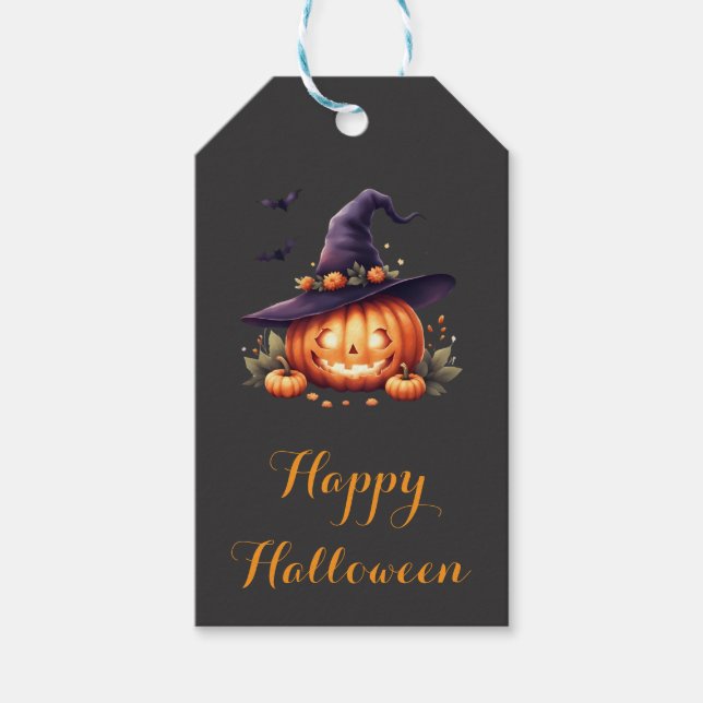 Etiqueta Para Presente Cute Spooky Halloween – Abóbora  (Frente)