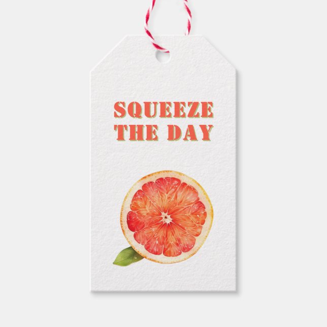 Etiqueta Para Presente Cute Squeeze the Day Citrus Grapefruit Summer (Frente)