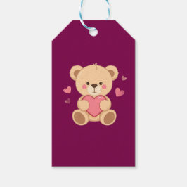 Etiqueta Para Presente Cute Teddy Bear Holding Heart – Valentine Love Ill