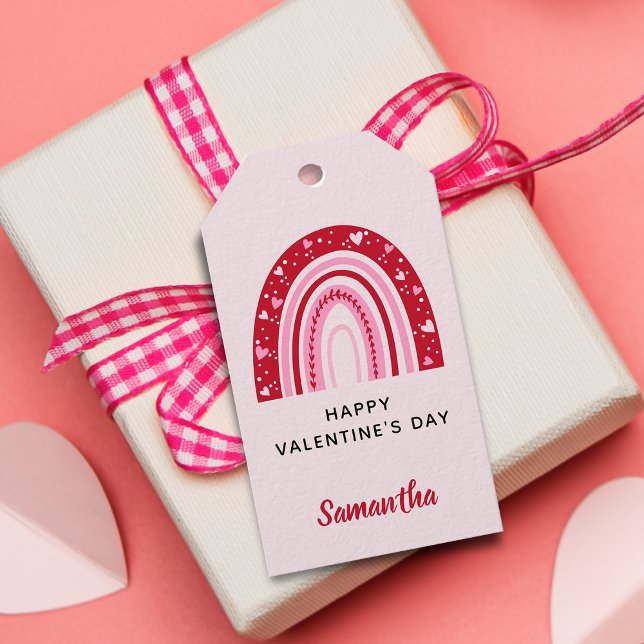 Etiqueta Para Presente Cute Valentines Arco-íris Personalizado (Cute Valentines Rainbow Personalized Gift Tags)