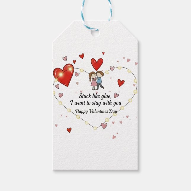 Etiqueta Para Presente Cute Valentine's day couple hearts custom (Frente)