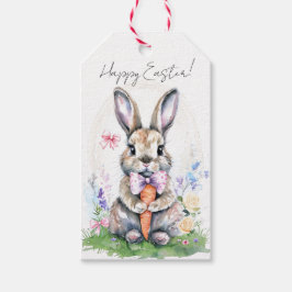 Etiqueta Para Presente Cute Vintage Easter Bunny Rabbit Watercolor