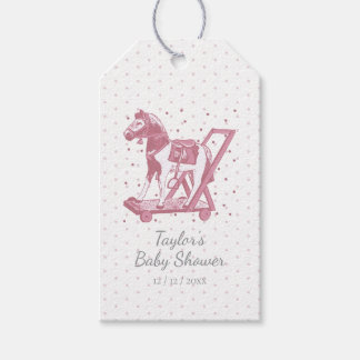 Etiqueta Para Presente Cute Vintage Pink Hobby Horse Pattern