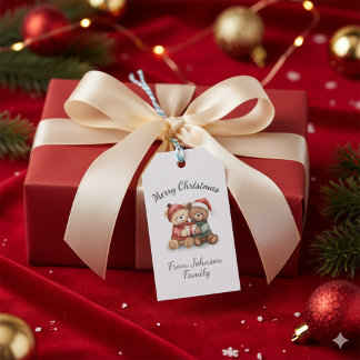 Etiqueta Para Presente Cute Winter Teddy Bear Christmas Gift Tag