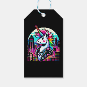 Etiqueta Para Presente Cyberpunk Unicorn Neon Pixel Art Design da paisage