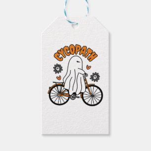 Etiqueta Para Presente Cycopath Halloween Ghost on Orange Bicycle