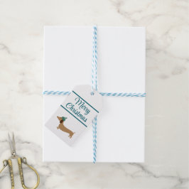 Etiqueta Para Presente Dachshund Christmas Blue Gift Tags com String