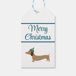 Etiqueta Para Presente Dachshund Christmas Blue Gift Tags com String