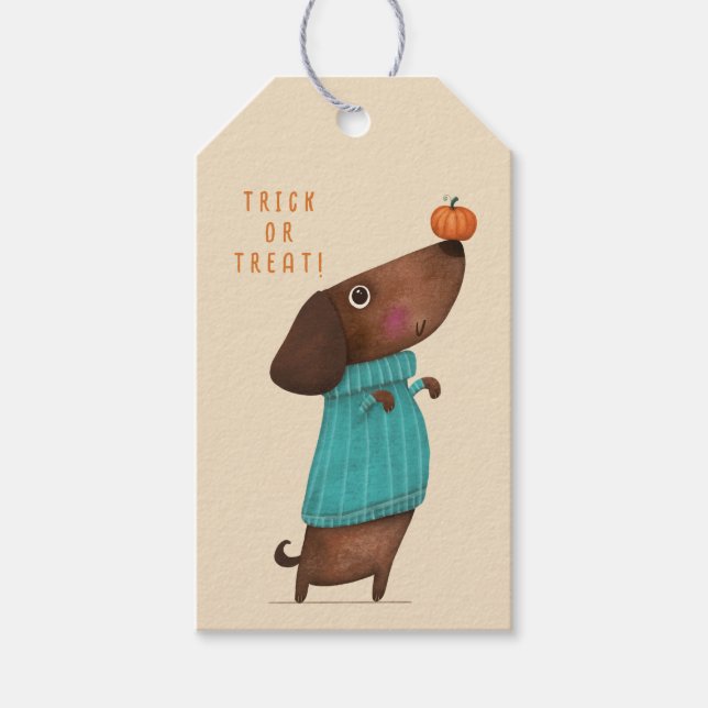 Etiqueta Para Presente Dachshund Dachshund AutumnHalloween Fall (Frente)