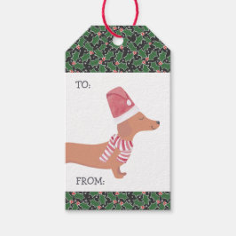 Etiqueta Para Presente Dachshund Dog Feliz Natal