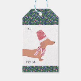 Etiqueta Para Presente Dachshund Dog Feliz Natal