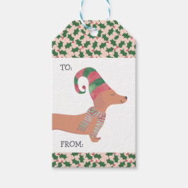 Etiqueta Para Presente Dachshund Dog Feliz Natal