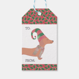 Etiqueta Para Presente Dachshund Dog Feliz Natal