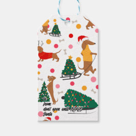 Etiqueta Para Presente Dachshund Doxie Winnie Dog Puppy Bright Christmas