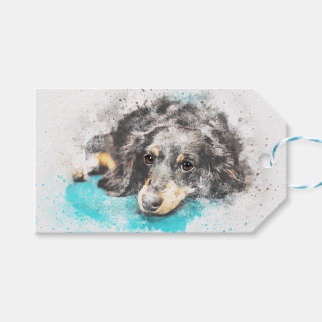 Etiqueta Para Presente Dachshund Love (Frente (horizontal))