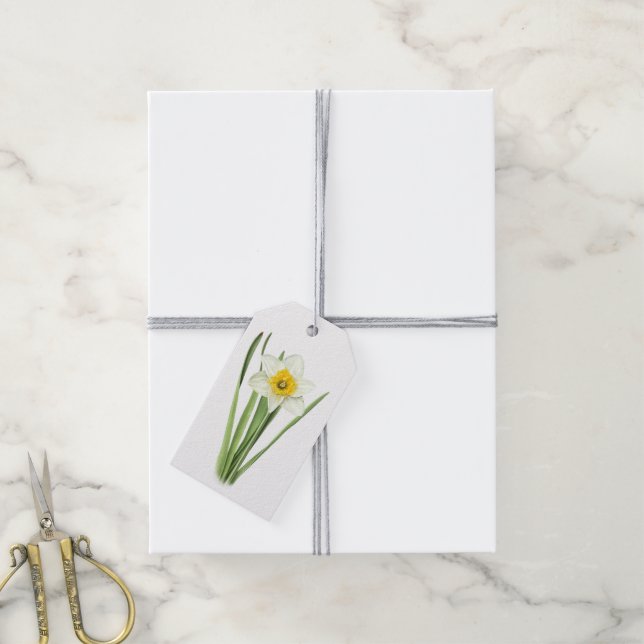 Etiqueta Para Presente Daffodil Design botânico (Com cordão)
