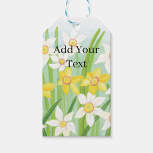 Etiqueta Para Presente Daffodils Primavera branco e amarelo personalizado