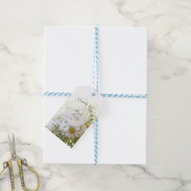 Etiqueta Para Presente Daisies in Love- Editable Wedding Buquê (Com cordão)