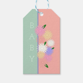 Etiqueta Para Presente Daisies Personalizadas Pastel Floral Peach, Verde