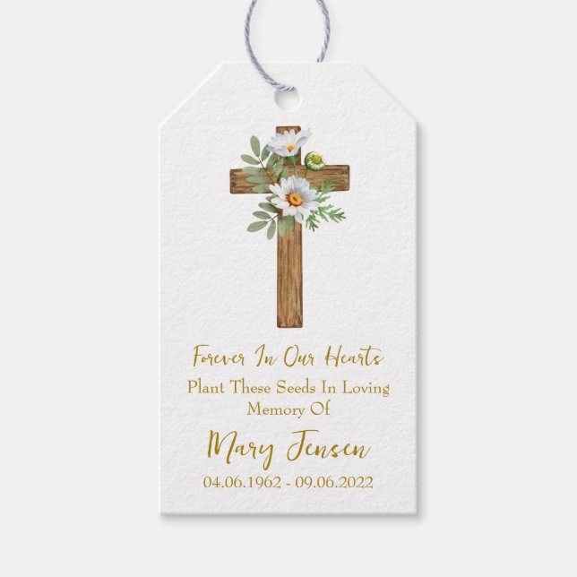 Etiqueta Para Presente Daisy Cross Memorial Funeral Seed Packet  (Frente)