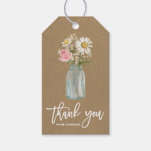 Etiqueta Para Presente Daisy e Rosa no Mason Jar Kraft Papel Obrigado