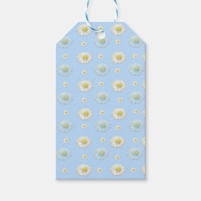 Etiqueta Para Presente Daisy Pattern sobre fundo azul claro (Frente)