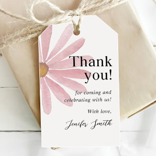 Etiqueta Para Presente Daisy Pink Girl First Festa de aniversário