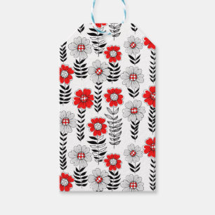 Etiqueta Para Presente Daisy rabiscos em vermelho e preto