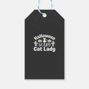 Etiqueta Para Presente Dama de Gato Assustador de Halloween_1