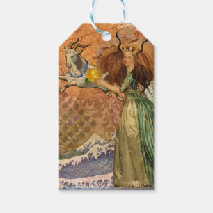 Etiqueta Para Presente Dama do Renascimento Capricórnio Fantasia Vintage