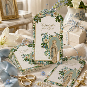 Etiqueta Para Presente Dama Religiosa Floral Católica de Lourdes