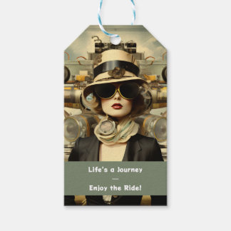 Etiqueta Para Presente Dama Steampunk A Vida é uma Jornada—Aproveite a Vi