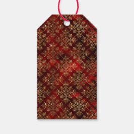 Etiqueta Para Presente Damasco Elegante de Feriado Dourado