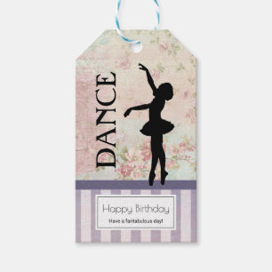 Etiqueta Para Presente Dança - Ballerina Silhouette Vintage Aniversário