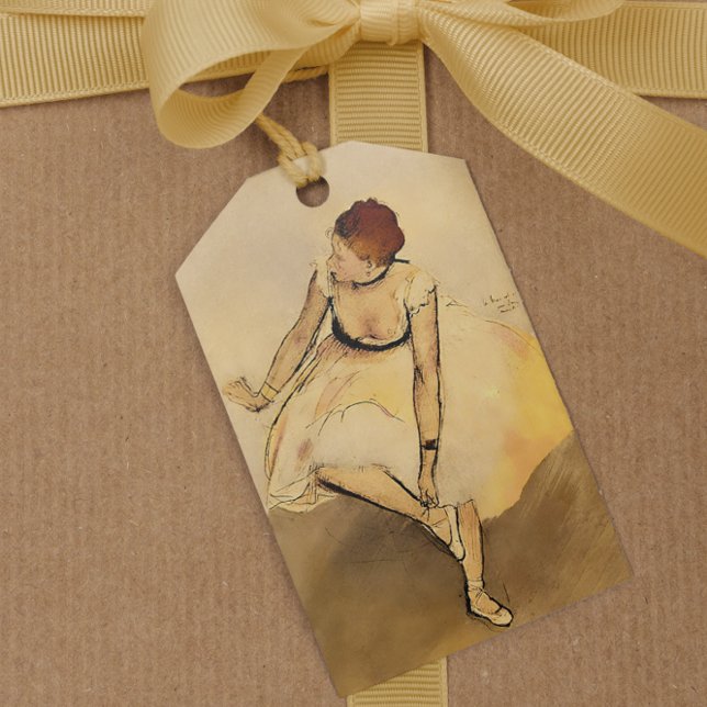Etiqueta Para Presente Dançarina Ajustando Seu Slipper, Degas Art (Criador carregado)