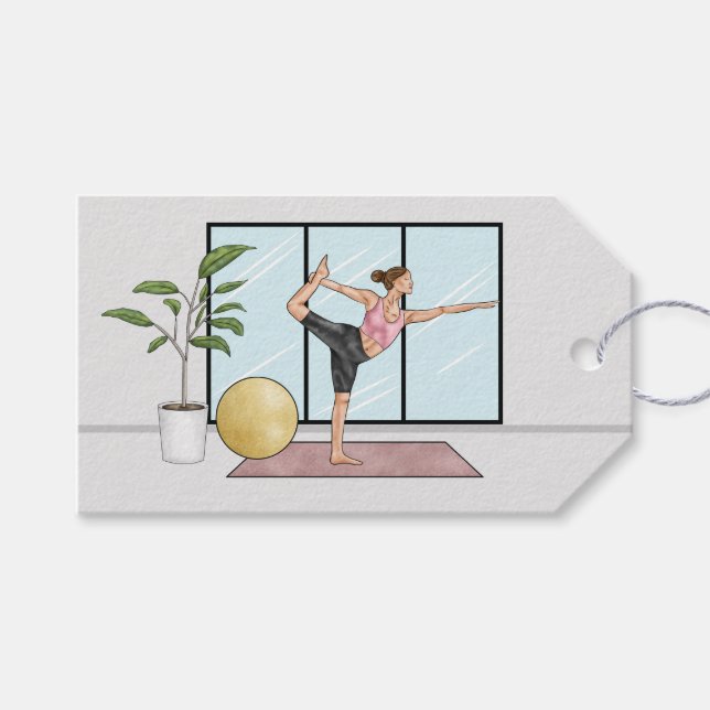 Etiqueta Para Presente Dançarina Pose Yoga Natarajasana Equilíbrio Rapari (Frente (horizontal))