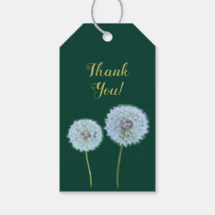 Etiqueta Para Presente Dandelions, Dandelion Clocks Texto Verde