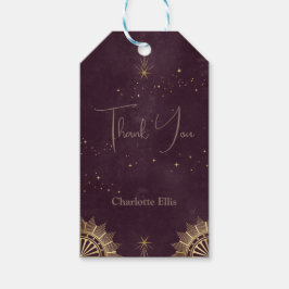 Etiqueta Para Presente Dark Burgundy Celestial Sun e Moon Bridal Brunch