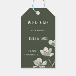 Etiqueta Para Presente Dark Sage Green Botanical Wedding