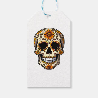 Etiqueta Para Presente Day Of Dead Sugar Skull Floral Skeleton Head Bone 