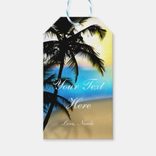 Etiqueta Para Presente Daytime Beach & Palm Trees Tropical Gift Tag